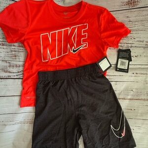 Nike Dri-Fit Bright Orange Tee and Black Shorts Set
